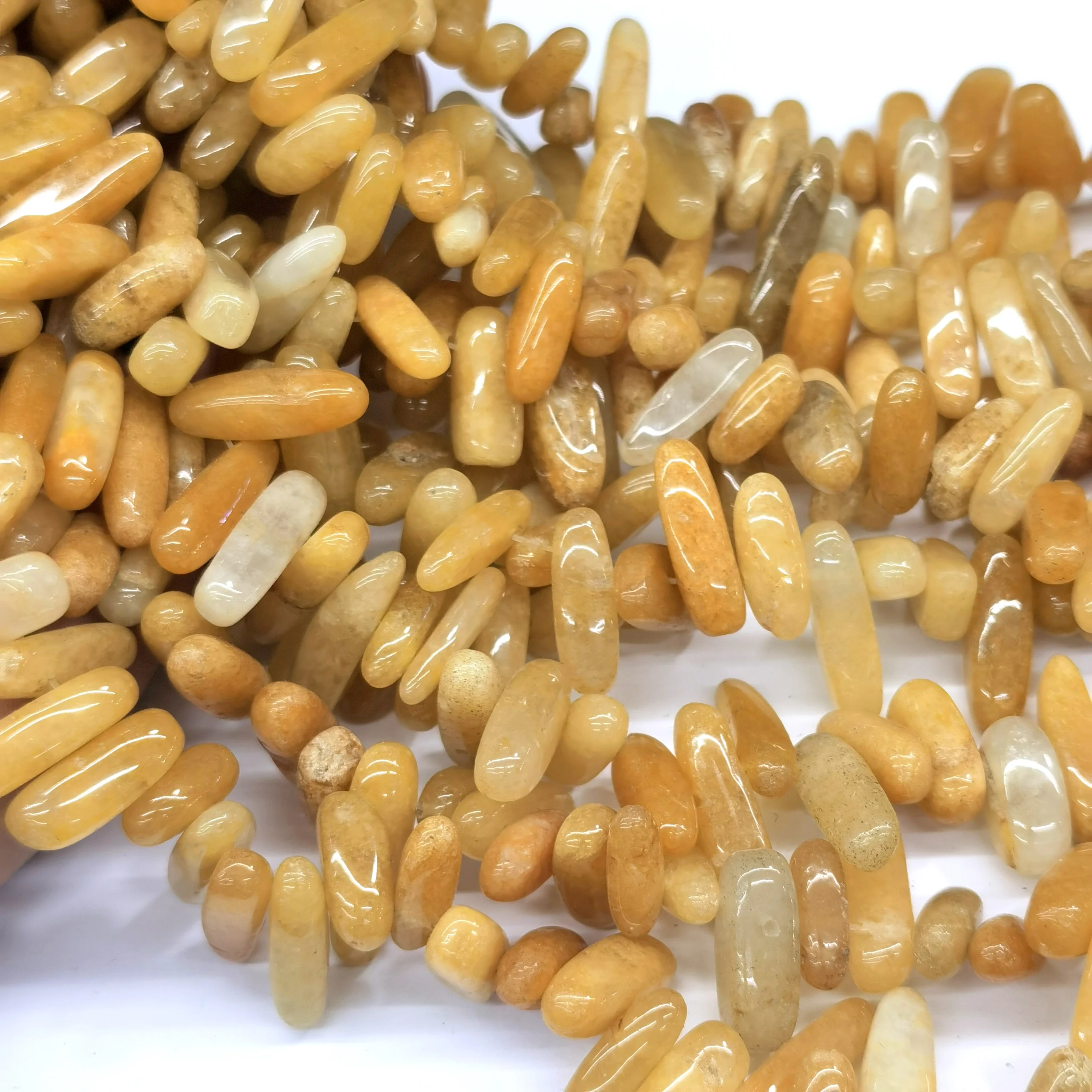 

Natural 7: 22 yellow aventurine long Tooth DIY must be long chain