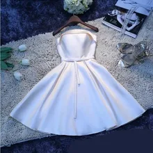 Короткое атласное серое без бретелек белое свадебное платье подружки невесты формальное зеленое платье SW1965