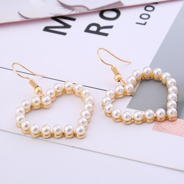 Style Simulated Pearl Earrings For Women Personality Geometric Female Elegant Earring Jewelry Valentine's Day Girl Gift