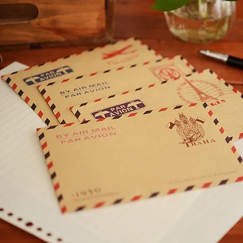 

10pcs/set Iron Tower Postmark Envelope Kraft Paper Chinese Classical Envelope Thickening Thick Mailpaper Student Stationery Gift