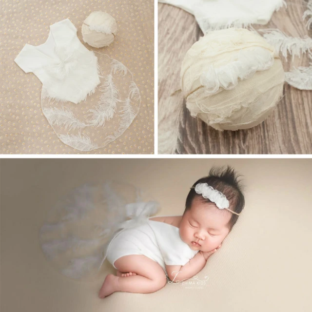 

Newborn Baby Girl Dress White Trailing Dress Baby Girl Clothes With Headband Photo Studio New Accessory Baby Photography Prop