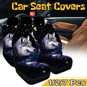 

7/1PCS Universal Full Set Five-Seater Wolf Car Seat Covers Interior Accessories Automobile Seat Protector