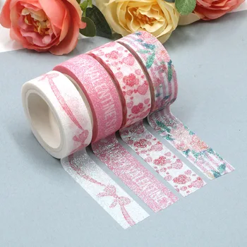 

10pcs/lot Hearts Love Bow Pink Washi Tapes Set Scrapbooking Planner Masking Tape Kawaii Stationery for School Office Supplies
