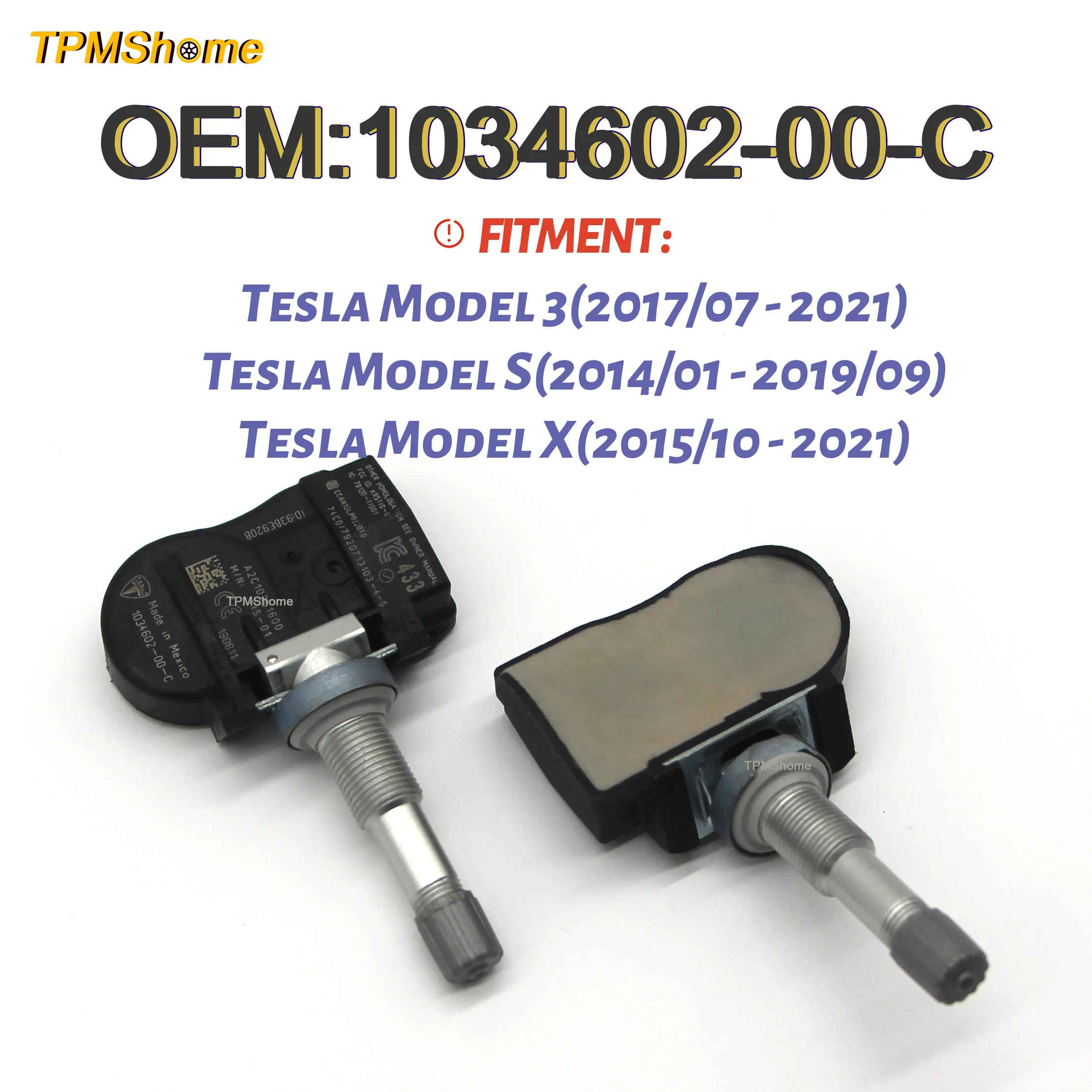 CX-S053 433 MHz Clamp-in Direct-Fit TPMS Tire Pressure Sensor for Tesla Model S & Roadster MOBILETRON MoreSensor CX-S053 433 MHz Clamp-in Direct-Fit TPMS Tire Pressure Sensor for Tesla Model S & Roadster MOBILETRON MoreSensor