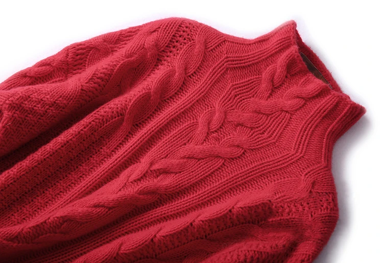 Новое поступление кашемировая смесь витой вязки для женщин осень зима толстый свитер пуловер половина высокий воротник S-2XL