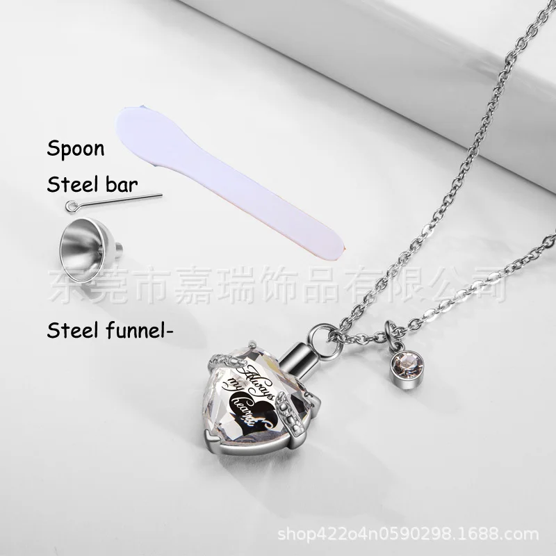 Always In My Heart Stainless Steel Locket Screw Love Heart Cremation Memorial Ashes Urn Pendant Necklace jewelry with Birthstone