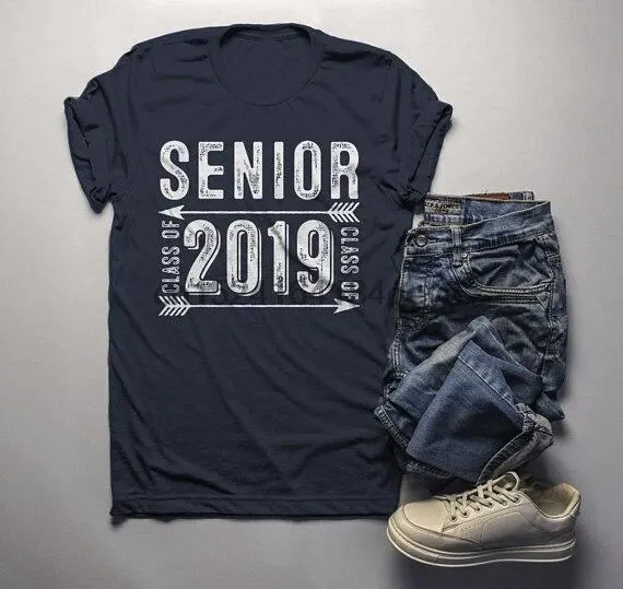 

Mens Senior Class 2019 T Shirt Graduate Tee Grunge Distressed TShirt Graduation