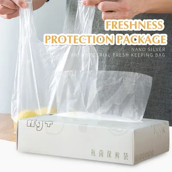

200pcs Transpare Roll Fresh-keeping Plastic Bags Of Vacuum Food Saver Bag 3 Sizes Food Storage Bags With Handle Keep Fresh #3