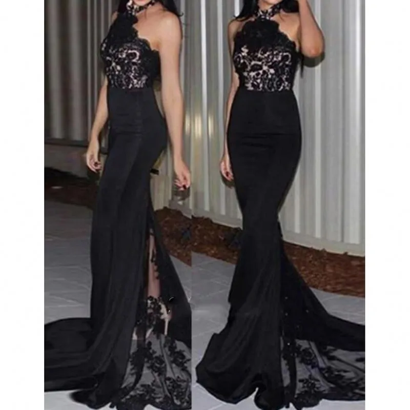 

Sexy Backless Off Shoulder Evening Dresses Halter Robe de soiree Mermaid Appliques Formal Party Dress abiye vestido de festa
