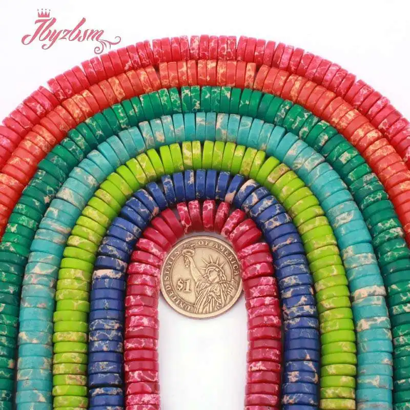 

3x10mm Heishi Spacer Beads Sea Sediment Imperial Jaspers Stone for Women Men DIY Accessorie Necklace Bracelet Jewelry Making 15"