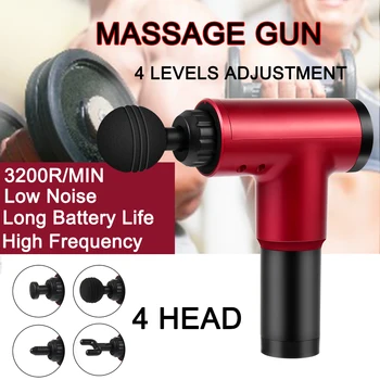 

Hot Sale High Quality 3 Colors 4 Heads 6 Speeds Alloy Vibration Massage Gun Relaxing Muscle Therapy Percussion Massager Tools