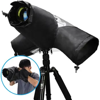 

CADeN Camera Rain Cover Waterproof Nylon + Transparent PVC Universal Camera Coat Dustproof Protector Cover for Canon Nikon Sony