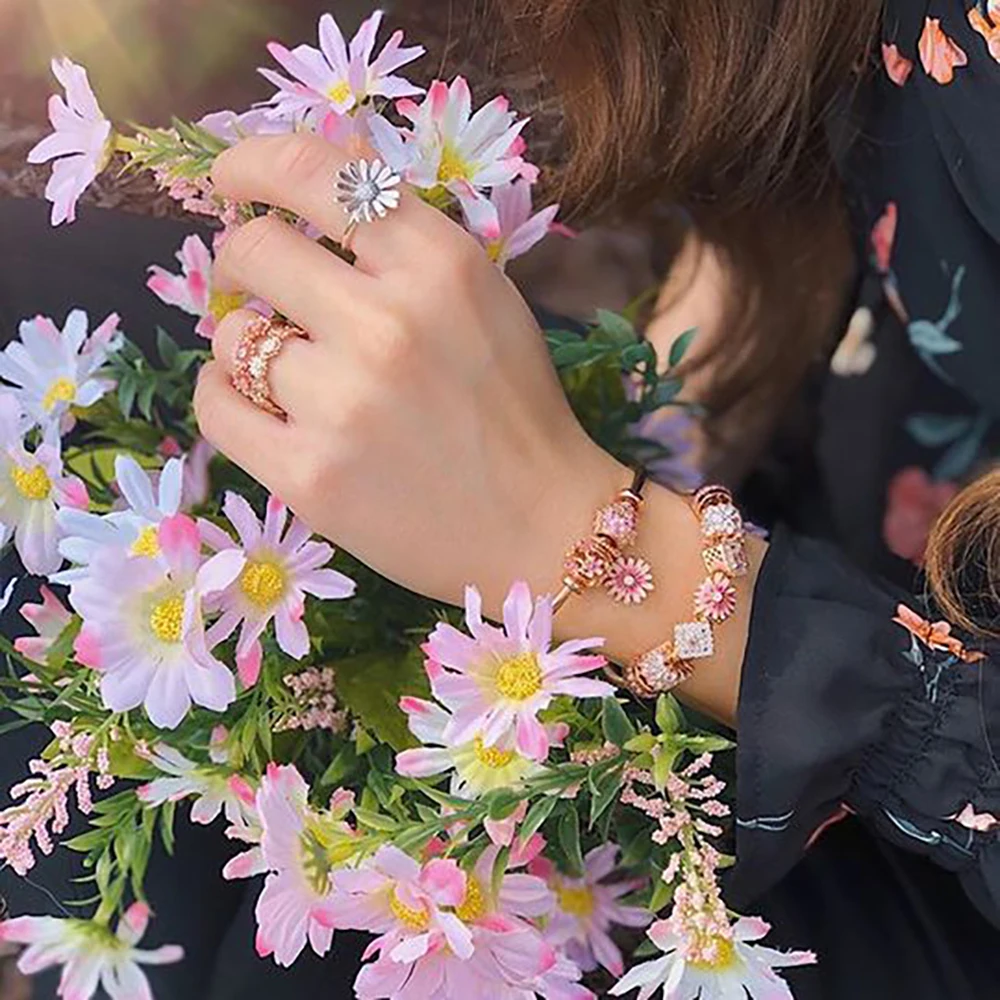 925 Sterling Silver Daisy Flower Crown Rings for Women Jewelry Making