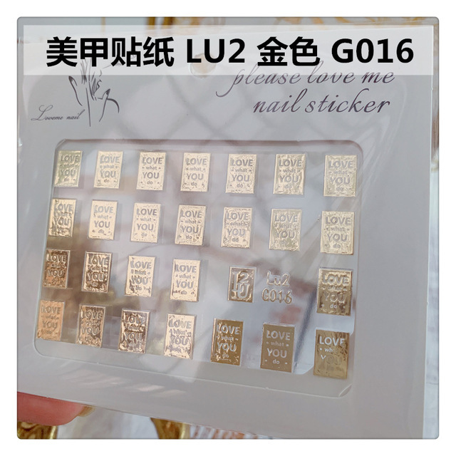 Nail Sticker Decal Patch Bronzing Letter Sticker Light Golden Alphabet Flowers Design for Nail Tattoo LU2 G001-G029