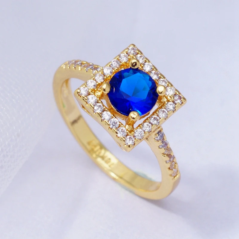 Классические полые квадратные обручальные кольца для женщин синие круглые с