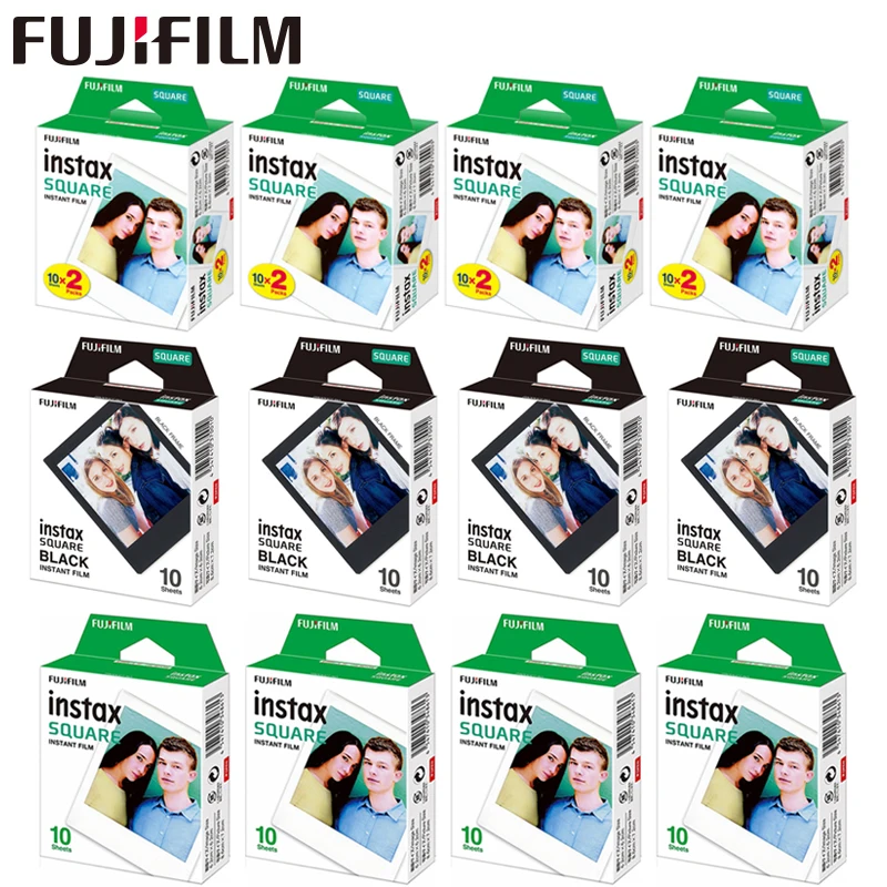 Квадратная пленка Fujifilm Instax Mini 10 100 листов белая/черная фотобумага с краями для