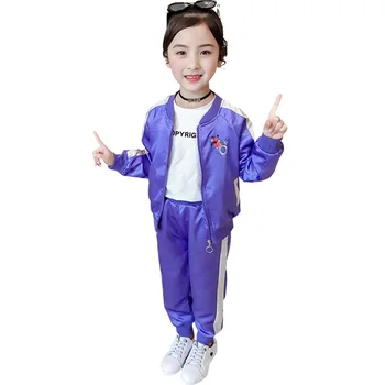 

Kids Clothes Flower Embroidery Jacket & Pants 2 Pcs Suit For Girls Lace Bow Girls Clothes Set Fashion Spring Clothes For Girls