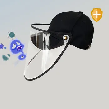 

Outdoor Anti-fog Protective Baseball Cap with PVC Mask Unisex Anti-wind Anti-dust Sunscreen Hat Removable Visor Protective Caps