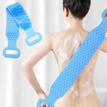 

68CM Silicone Gel Scrub Bath Brush Strip Massage Back Rubs Bathing Tape Artifact Rubbing Back Mud Peeling Shower Brush