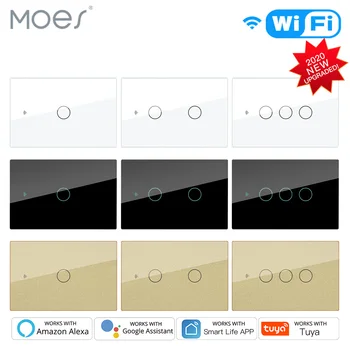 

Smart Glass Panel Switch Smart Life/Tuya App Multi-Control Association, Voice Control with Alexa,Google Home,1/2/3 Gang