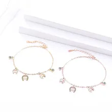 S925 Стерлинговое Серебро новая Корейская версия микро-набор Циркон креативная буква u-образный подковообразный браслет для женщин DIY ювелирные изделия