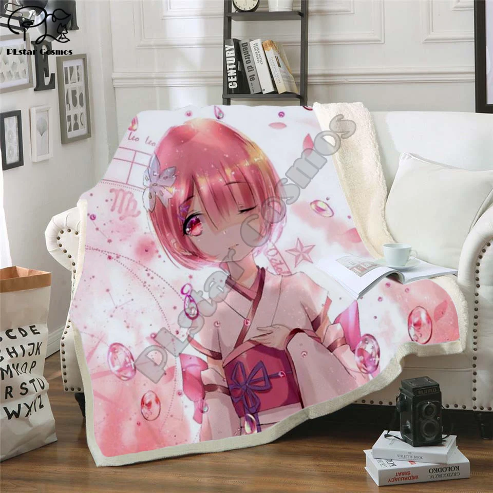 

Plstar Cosmos Hatsune Miku/Anime girl sexy Re Zero Blanket 3D print Sherpa Blanket on Bed Home Textiles Dreamlike style-5