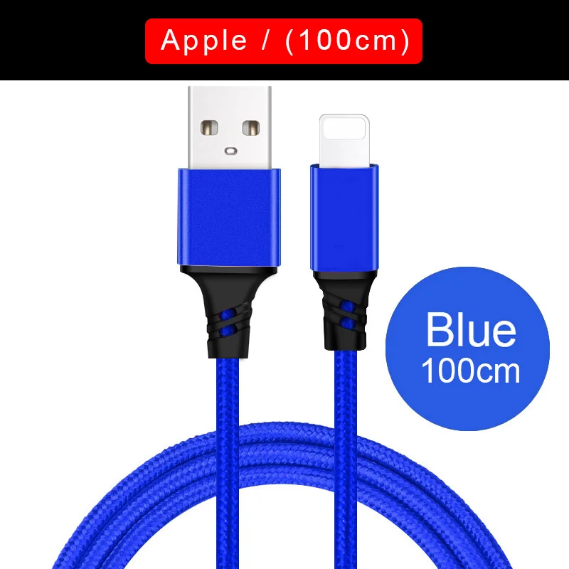 3 в 1 usbc Micro USB кабель для iPhone зарядное устройство 3A провод для быстрой зарядки для samsung Xiaomi type C мульти Android кабели для мобильных телефонов - Цвет: IOS 100cm Blue