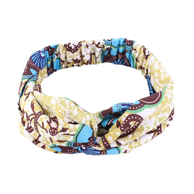 New African Pattern Print Headband for Women Twist Style Black Girl Head Wraps Elastic Hair Accessories Turban Headscarf