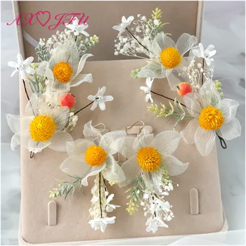 

AXJFU Bridal headdress fairy dry flower Korean hair ornament forest series sweet colorful fruit cosmetic modeling accessories