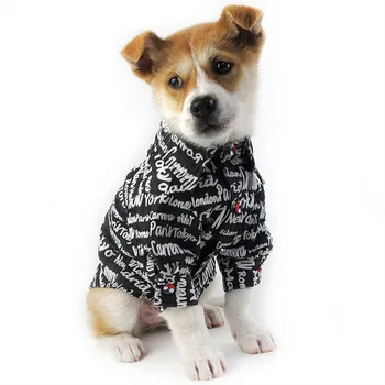 

New Pet Tide Brand Spring Dog Shirt Printed Denim Suit VIP VIP Teddy Cat Puppy Clothes Dog Coat