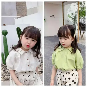 

Children's clothing 2020 summer new products girls Korean summer summer linen cotton short-sleeved shirt