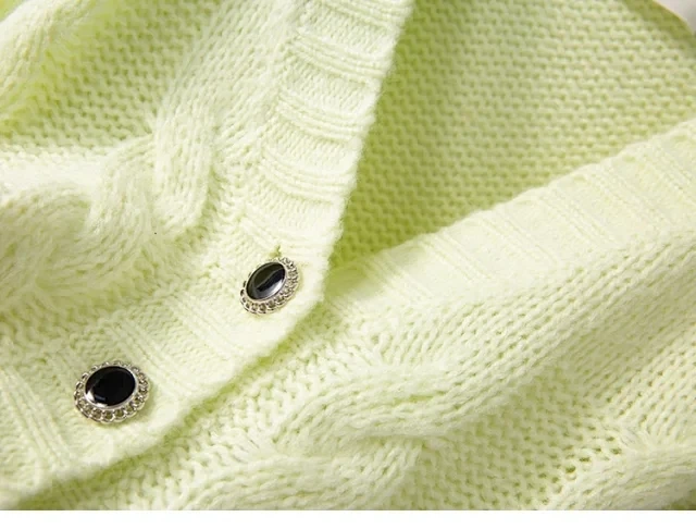 Gem Buttons Women Knit Sweater Long Sleeve Four