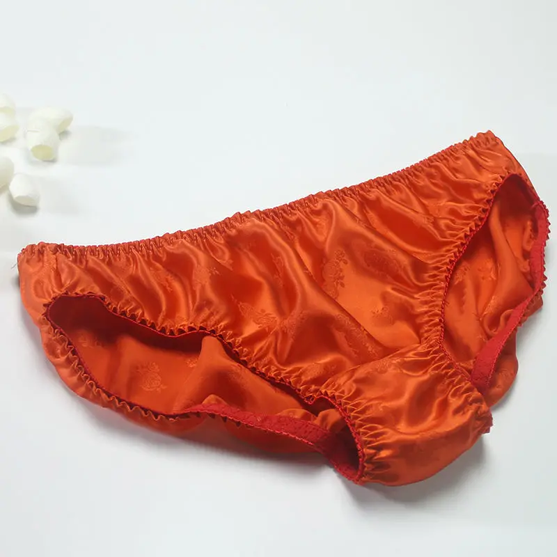 Sexy Mulberry Silk Panties Plus Size Jacquard Panty Women Undergarments 1pc  Set