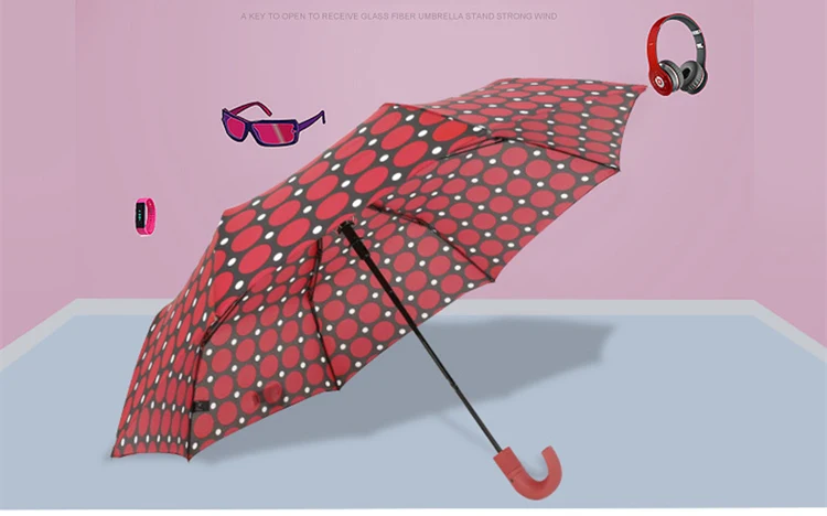 Folding Umbrella Women Wave Point Dot Sun Parasol Sunny Rainy Umbrella 3-folding 8k Windproof Anti-UV Fashion Cute Umbrella Men