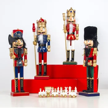 

36cm 4 Type Solid Wood Nutcracker Soldiers Gift Set Classic Hand Painting Doll Great Decoration Christmas Decorations For Home