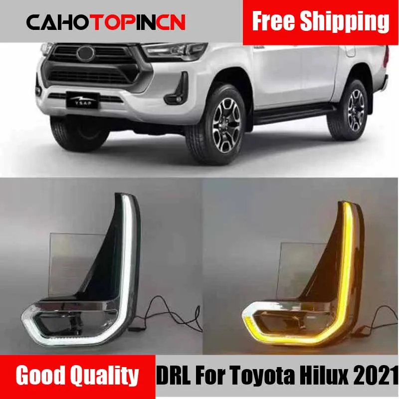 2pcs Car Led Daytime Running Light For Toyota Hilux Revo 2020 2021 Turn