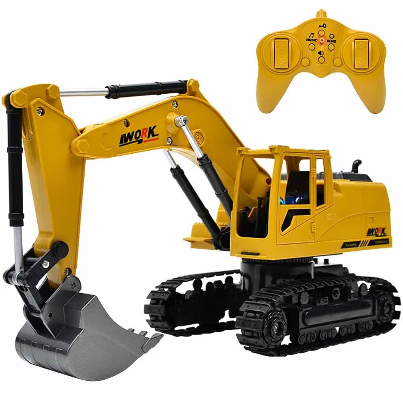 

8 Channel RC Excavator Toys 1:24 RC Cars Rotable Alloy Excavator RC Engineering Car Remote Control Car Model Toys for Kids Gifts