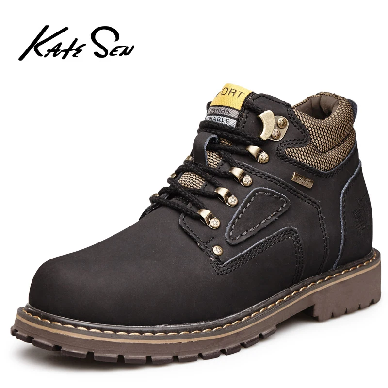 

KATESEN men boots winter thick plush men's snow boots Outdoor non-slip Martin boots fashion ankle boots men Botas Hombre