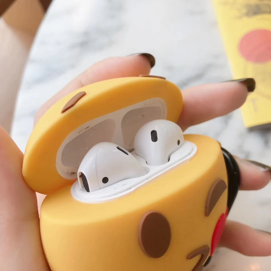 3D чехол для наушников s для AirPods, силиконовый чехол с милой собачкой из мультфильма, чехол для Apple Air pods 2, забавный чехол для наушников, кольцевой ремешок