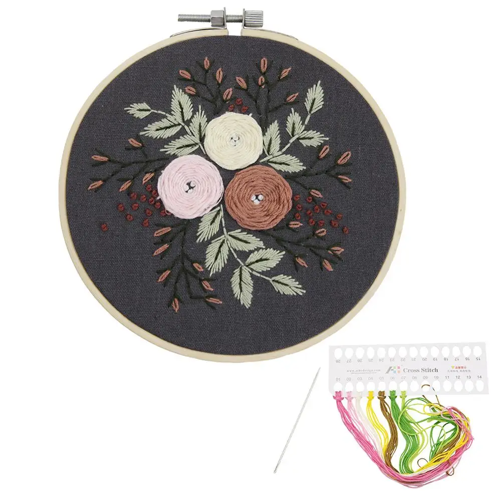 

Flower Embroidery Kits Cross Stitch DIY Ribbon Handmade Stamped Embroidery for Beginner Home Decoration