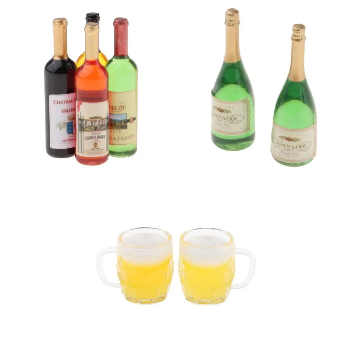 1/12 Dolls House Miniature Bar Japanese Sake Wine Bottles Beer Cups Toys