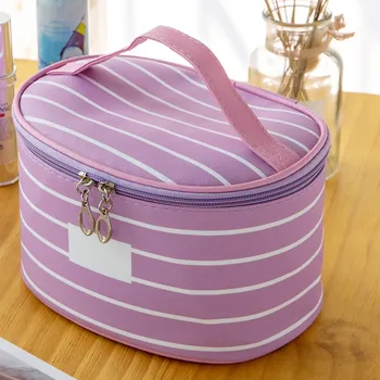 

Women's Cosmetic Bag Zipper Striped Simple Large Capacity Oxford Cloth Storage Bag Soft Cosmetic Bag For Women Travel #G2