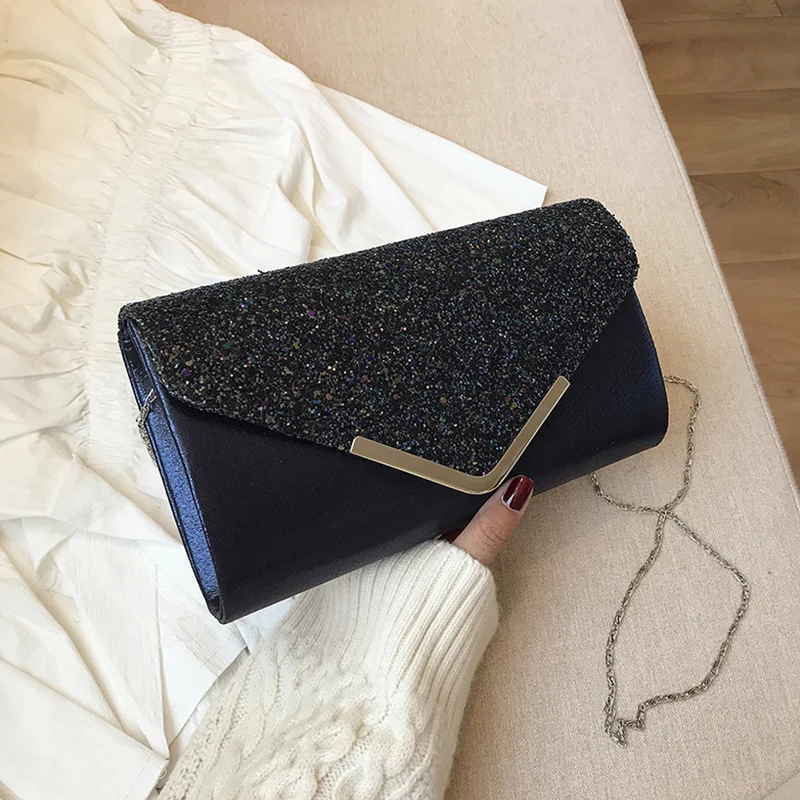 

Luxury Sequin Crossbody Bags For Women Chains Envelope Party Evening Shoulder Bags Fashion Cover Design Ladies Messenger Bag New