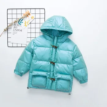

2020 New Style Children's Down Jacket Solid Color Horn Buckle Short Boys and Girls Down Jacket Baby Girl Clothes Winter