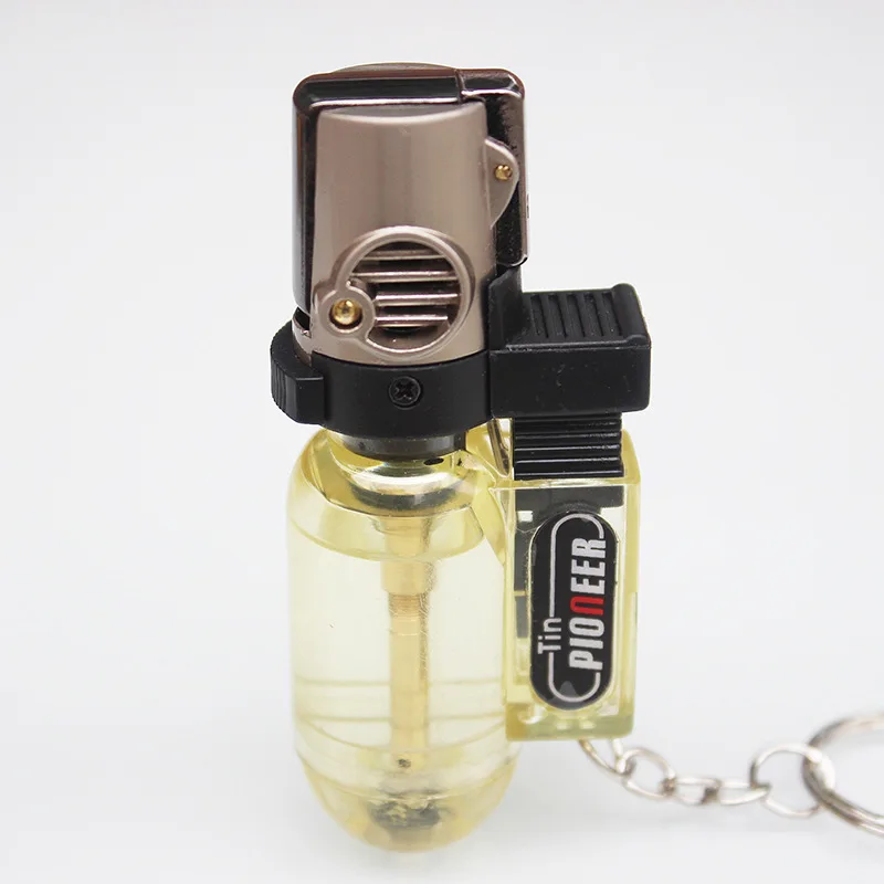 Rechargeable Mini Gas Lighter Metal Jet Butane BBQ Torch Lighter With Keychain