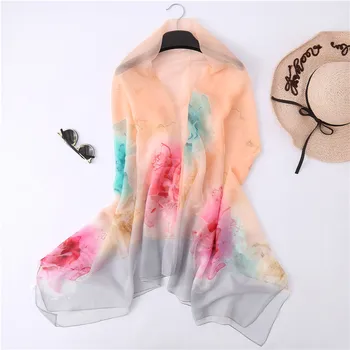 

Hijab Winter Yarn Spring Flowers Printed Silk Scarves Woman Is Prevented Bask In Close Skin Fabric Large Tourism Shawls Joker