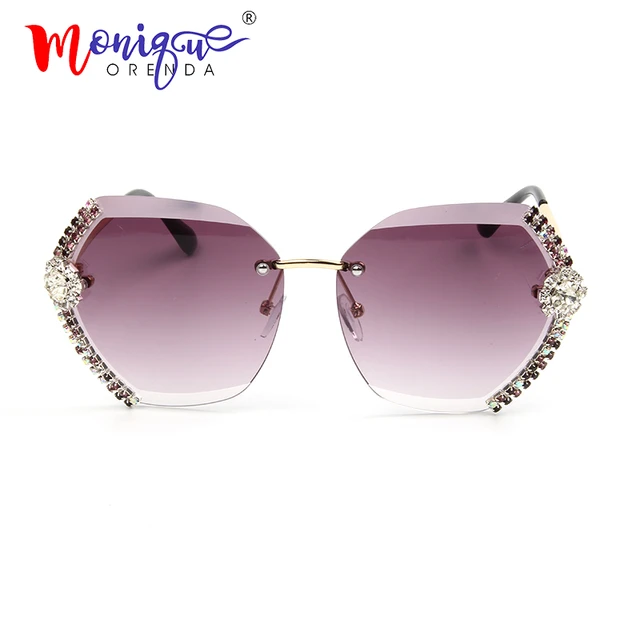 Triangle Wing Edge Rimless Slim Cat-Eye Sunglasses Trendy sunglasses V – LB  Diamond Store