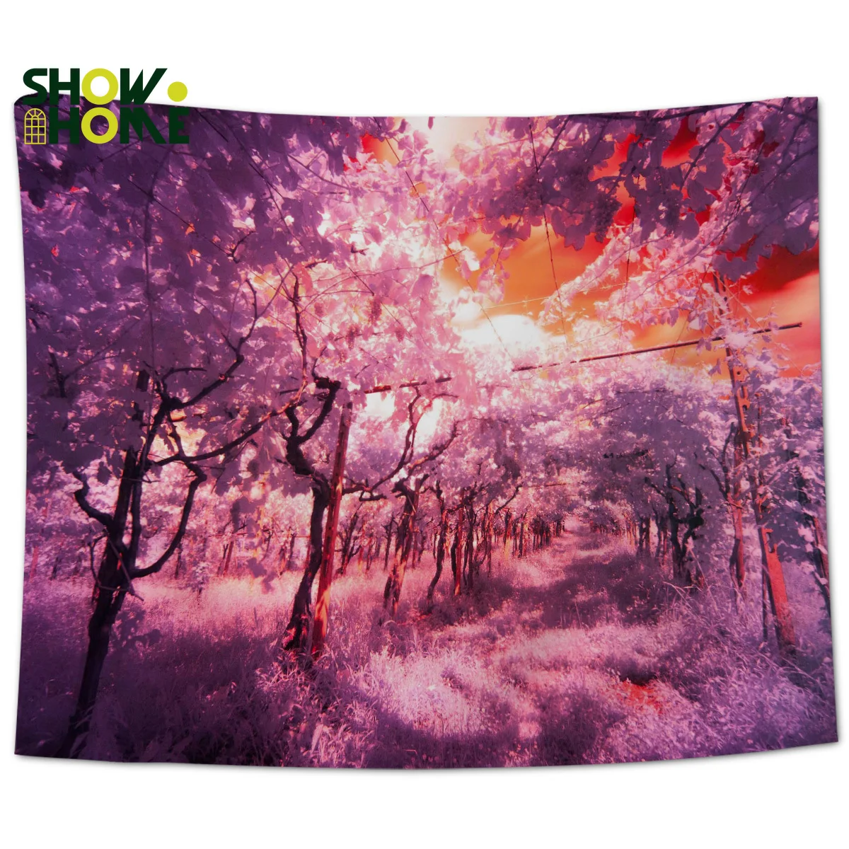 

Purple-Red Forest Under The Sun Tapestry Wall Hanging Tapestry Wall Decor