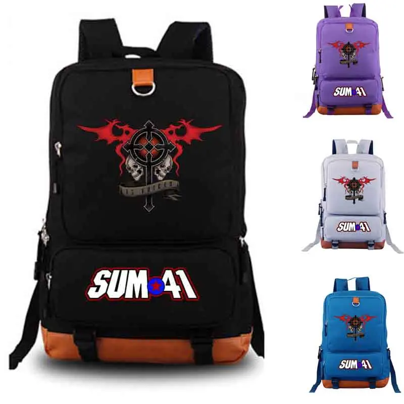 

Sum41 band backpack student school bag Daily backpack men women Rucksack Notebook backpack