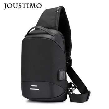 

Men Chest Bag Handbags Oxford Cloth Wide Strap Shoulder Messenger Bags Outdoor Casual Multi-function USB Charging Travel Packs